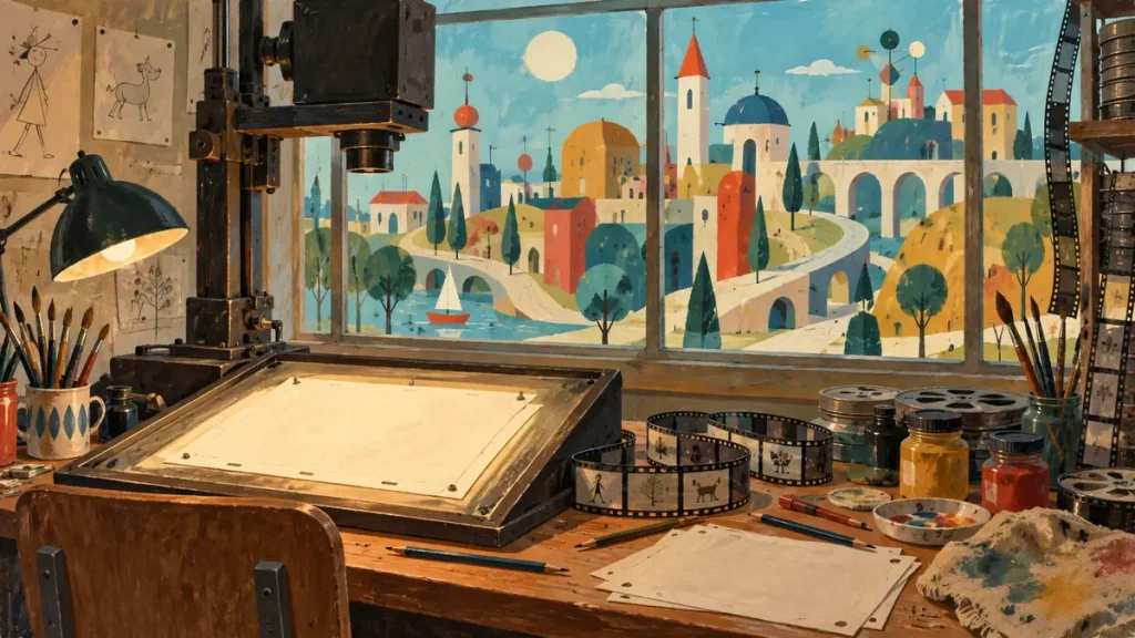 Ilustracija studija animacije iz vremena nastanka Profesora Baltazara