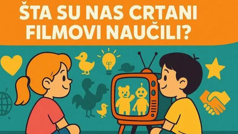Šta su nas crtani filmovi naučili – ilustracija dvoje crtanih junaka u retro stilu