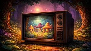 strumfovi crt televizor carobna suma selo od pecuraka retro crt scena