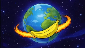 bananamen crtani banana zemlja svemir retro ilustracija scena