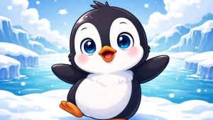 dusko dugousko pingvin crtani inspirisana ilustracija zimska scena