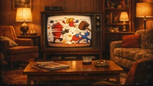 Warner Bros crtani filmovi retro TV scena sa klasičnom animacijom