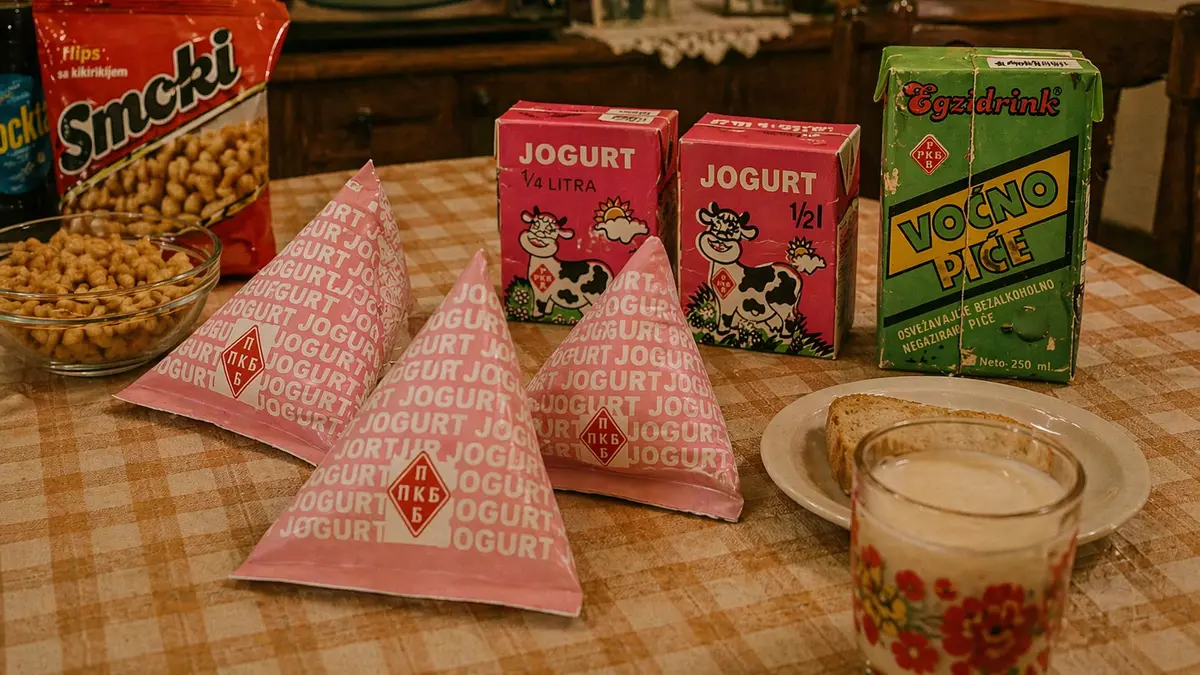 food in Yugoslavia 1990s yogurt in bags smoki bread retro kitchen