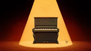 Le Piaf Epizoda 1 inspirisana ilustracija klavira pod svetlom