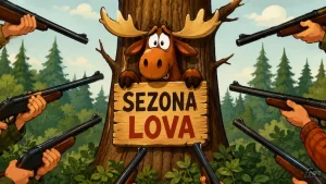 Paja Patak Sezona lova inspirisana ilustracija losa u šumi