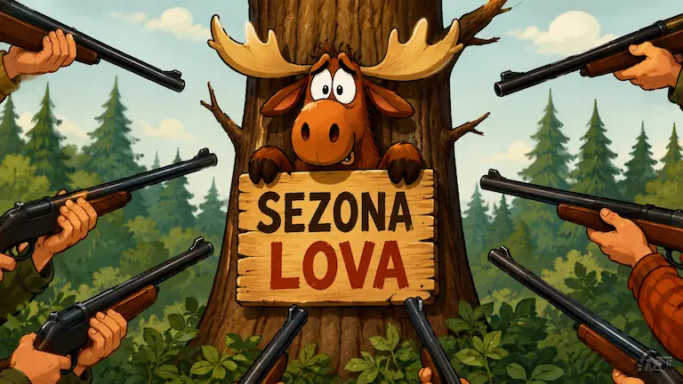 Paja Patak Sezona lova inspirisana ilustracija losa u šumi