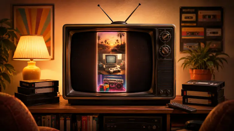 TV Vremeplov Shorts retro video klipovi na CRT televizoru