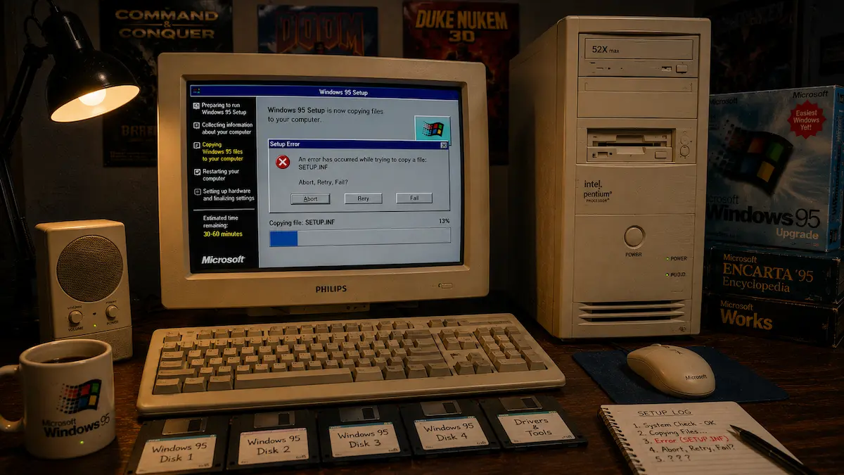 Greška tokom Windows 95 instalacije na retro računaru