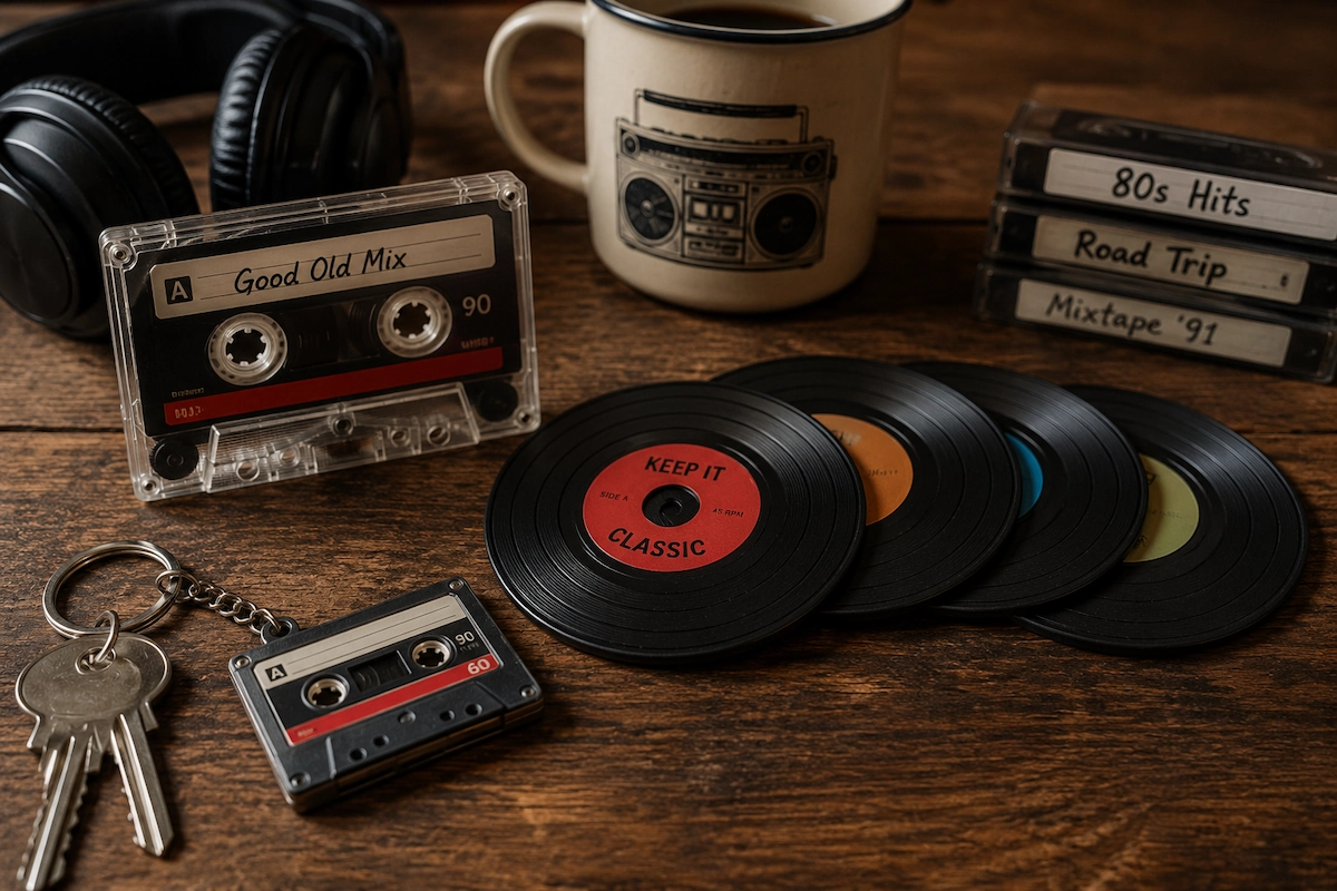 Affordable retro gifts under $25 inspired by cassette tapes and vinyl records