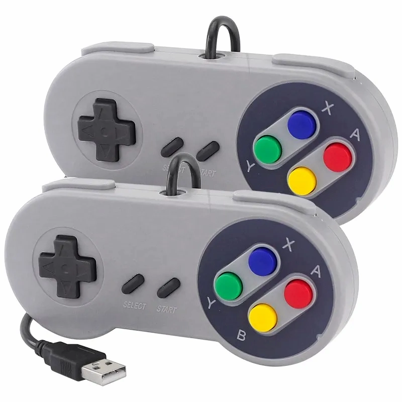 Set od dva siva retro USB kontrolera za računar i kompatibilne uređaje