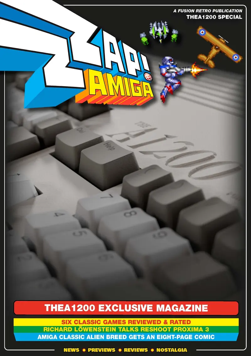 Cover of the special ZZAP! Amiga magazine included with the UK THEA1200 launch edition