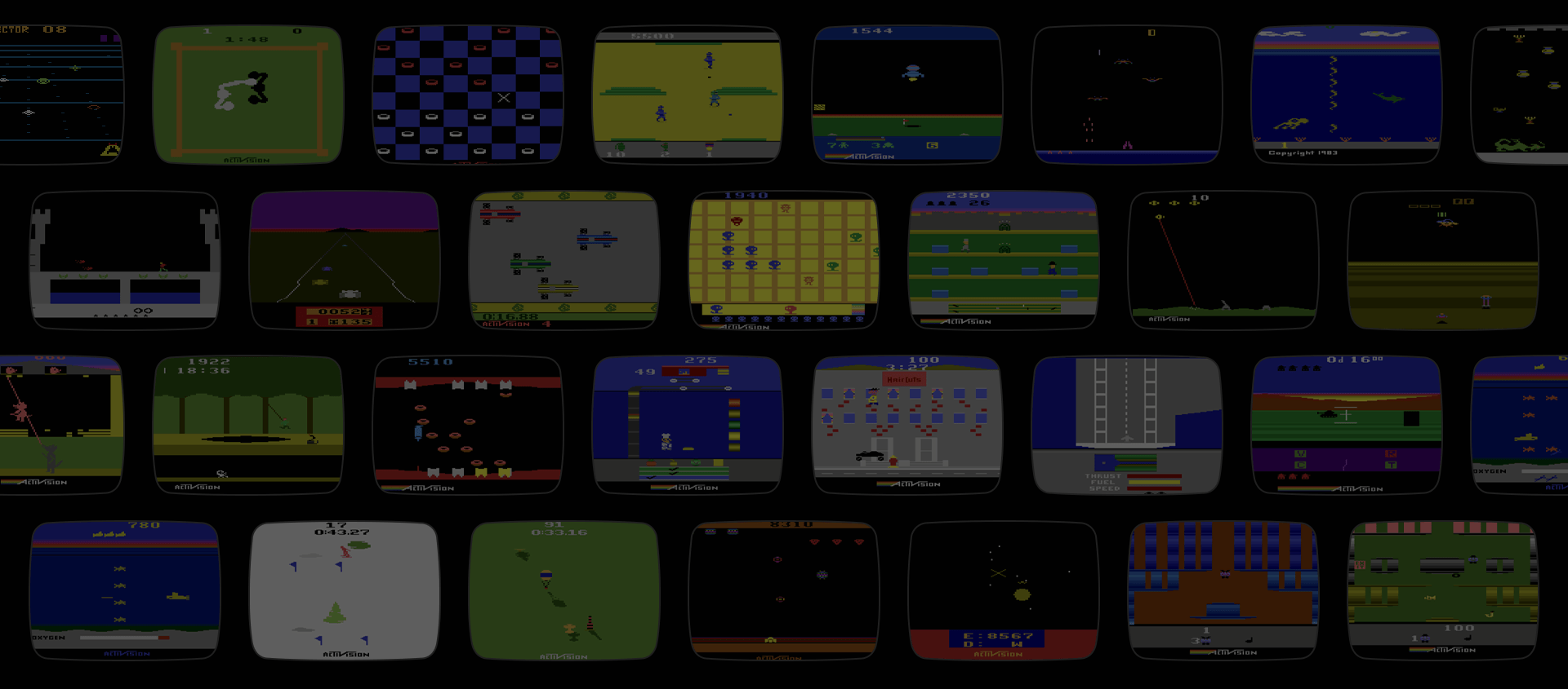 The 34 games included with the Super Pocket Activision Edition