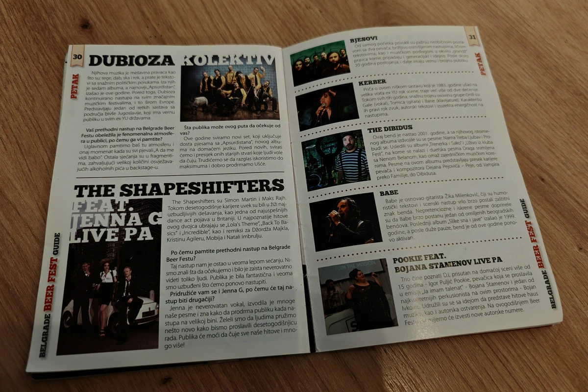 Friday's printed lineup with Kerber, Dubioza Kolektiv and other bands