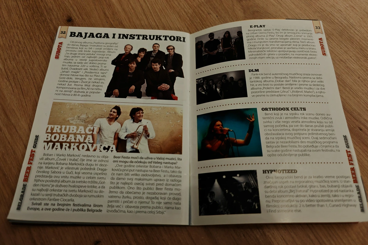 Saturday's printed programme featuring Bajaga and Orthodox Celts